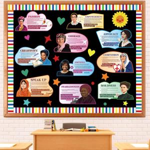 Women in History Bulletin Board Classroom Decorations Womens History Month Bulletin Board Inspirational Influential Women Cutouts for Teacher School Office Craft Home Wall Door Chalkboard Decor