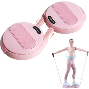 Ab Twister Board, Waist Twister Machine with Resistance Bands, Waist Twisting Disc for Core & Ab Exercise, Foot Massage, Ideal for Slimming Workout (Pink)