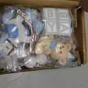 JeVenis Blue Bear Cake Decoration With Gold Balls Topper for Baby Shower and Birthday