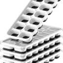 Ice Cube Tray Freeze Set: BPA-Free Sturdy Reusable Freezer Ice Trays for Drinks, Cocktails & Coffee (Black, 5 Pcs)