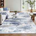 5x7 Area Rugs, Abstract Morden Soft Washable Rug, Non-Slip Low Pile Rugs for Living Room, Bedroom, Dining Room, Home, Office(Rust Blue/Brown)