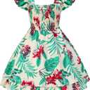 EXARUS Girls Dresses Teen Halter/Puff Sleeve/Spaghetti Strap Smocked Floral Summer Casual Dress