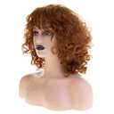 Baruisi Short Curly Wavy Orange Wig with Bangs Synthetic Natural Women Halloween Cosplay Party Hair Wig