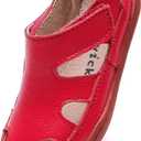 DADAWEN Boy's Girl's Leather Soft Closed Toe Outdoor Beach Summer Sport Sandals Water Shoes (Toddler/Little Kid/Big Kid) (Red) 8.6