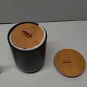JOJUNO Black Ceramic Canister Set with Wooden Lid, 3-Piece Airtight Food Storage Jars for Kitchen Counter - Flour, Sugar, Coffee, Tea, Spice - Small, Medium, Large Sizes