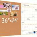 ARCOBIS Dry Erase Calendar with Cork Board, 36"x24" Magnetic White Board Calendar Dry Erase for Wall, Gold Frame Combination Board for Office, Home, School
