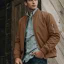 TACVASEN Men's Bomber Jacket Lightweight Casual Spring Fall Windbreaker Zip Up Coat with Pocket (Brown, XXL)