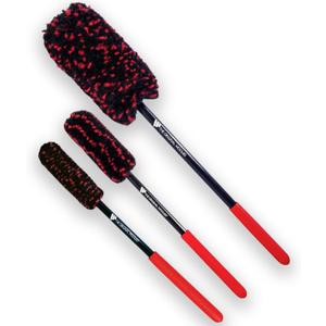Wheel Woolies Car Detailing Brush Set - 3pc Car Wheel Brush Kit (18”, 12”, 12”) for Rims, Barrel, Spokes & Brake Dust | Soft No Scratch Rim Brush with Long Handle & Anti-Slip Grip | Made in USA