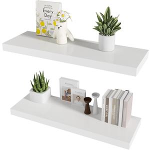 Floating Shelves Set of 2 for Wall, Bathroom Shelves Wall Mounted for Living Room Kitchen, Bedroom, Bathroom Storage Over Toilet, Home Decor (11.4" D x 35.5" W x 2" H)