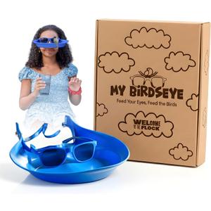Interactive Wearable Bird Feeder Head Gear with Peck Proof Lenses | Bird Watching & Feeding Device with Comfortable Head Strap, for All Varieties of Your Feathered Friends You Meet