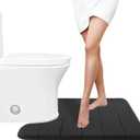 Yimobra Memory Foam Toilet Bath Mat U-Shaped, Soft and Comfortable, Super Water Absorption, Non-Slip, Thick, Machine Wash and Easier to Dry for Bathroom Commode Contour Rug, 24 X 20 Inches, Black