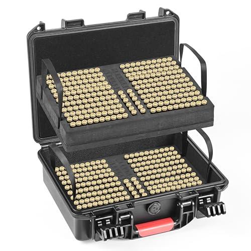 Kinghardcase 500 Round 9mm Ammo Case, Optimized for Speed Loader Use 9mm Ammo Storage, IP67 Waterproof, Shockproof, Dustproof Ammo Box, Suitable For Shooting Ranges and Home Storage