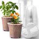 RooTrimmer 6 Inch Clear Nursery Pots with Humidity Dome, 30 Pack Reusable Seed Starter Pot with Drainage Holes, Transparent Plastic Plant Seedling Pots for Propagation Indoor Plants Outdoor Gardening