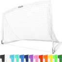 GoSports Portable Soccer Goals for Kids - 13 Color Options - Choose 4 x 3 ft or 6 x 4 ft - Team Tone Pop Up Nets for Backyard