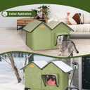 Heated Cat House for Outside Cats in Winter, Large Insulated Heated Outdoor Cat House Weatherproof with Elevated Base & Escape Door, Waterproof Cat Shelter for Multiple Cats Feral Stray Barn Kitty (Green)