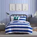 My Home Theory Nautica Kids- Twin Comforter Set, Soft Toddler Bedding with Matching Shams & Throw Pillow, Ideal Boy Room Essentials (Huck Stripe Blue, Twin)