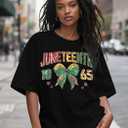 KIDDAD Juneteenth Shirts Women Oversized Sequin Black History T Shirts 1865 Juneteenth Shirt Afro American Freedom Tee (Black, M)