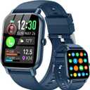 Smart Watch for Men Women,1.85 inch Bluetooth Fitness Tracker Step Counter/Sleep Monitor,110+ Sports Modes,IP68 Waterproof Smart Watch Compatible with iPhone Samsung Android Phone (Blue, 1.85)