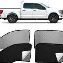 XCBYT 2015-2020 f150 Window Shades - Switch Between Total Blackout & Bug-Free Ventilation Car Window Covers | Reflective Silver 99% UV Heat Shield Breathable Mesh Side Window Sun Shade (4 PCS)