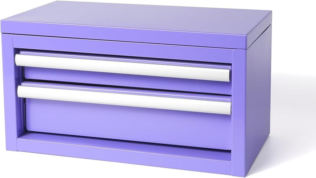 Mini Steel Tool Box with Drawers - Small Tool Chest for Small Item Storage Organizer - Portable Metal Toolbox Organizer with Tool Drawer (mini purple)