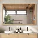 48"x30" Natural Wood Bathroom Mirror for Over Sink, Rectangle | Wall Mounted Vanity Mirror for Home Decor, Living Room, Bedroom, Anti-Rust, Explosion-Proof, HD, Horizontally or Vertically