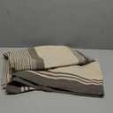ArtBud Brown Burlap Cotton Linen Table Clothes Farmhouse Tablecloth Striped Picnic Table Cover Heavy Fabric Table Top Coffee Kitchen Dcor Round 60 inch