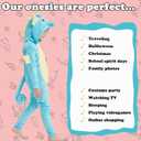 Kids Flannel Animal Onesie Costume Halloween Dress up Christmas for Girls and Boys (8 Years, Blue Seahorse)