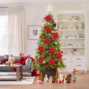 Levemolo 18pcs Christmas Tree Flower Ornaments Elegant Decorations for Holiday Parties Home and Photo Props for Enhancing Festive Atmosphere