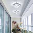 Mini Chandelier LED Crystal Ceiling Light 2 Layers Flush Mount Ceiling Light Modern Chandelier Lighting for Hallway Staircase Kitchen Bathroom (Cool White)