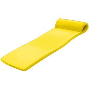 TRC Recreation Sunsation Vinyl Coated Foam Swimming Pool Float Mat Adult Lounger with Built-in Roll Pillow (Yellow)