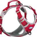 ThinkPet No Pull Harness Breathable Sport Vest with Handle-Dog Harnesses Reflective Adjustable for Medium Large Dogs (M(Chest:15"-28"), Dark Red)