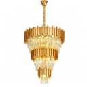 Modern Gold 5-Tier Chandelier Lighting Luxury Long Staircase K9 Crystal Chandeliers Large Foyer Villa Entrance Chandeliers for High Ceiling (D24"XH180" Gold)