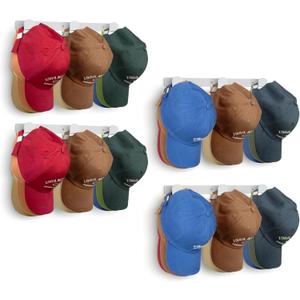 KIMBORA 4 Packs Hat Rack for Wall, Hat Organizer for Baseball Caps Holds 36 pcs, 3 Mounting Options Cap Hook Hanger, Strong Snapback Holder Storage Display for Door, Room, Closet (White)
