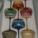 Colored Martini Glasses Set of 6, Hand Blown Colorful Cocktail Glass 14Oz, Large Vintage Champagne Coupe Glasses, Crystal Retro Style Bar and New Year Drinking Glasses, Valentine's Day Gifts