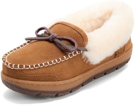 Dearfoams womens Genuine Australian Shearling Moccasin Slipper - Gladstone Indoor Outdoor House Shoe Size 8