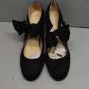 MAIERNISI JESSI Women's Bowknot Mary Jane Block Heel Round Pumps Closed Toe Dress Shoes Black US 12