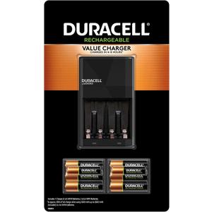 Duracell Ion Speed 1000 Charger for Rechargeable AA and AAA Batteries, With 6 AA and 2 AAA Pre-Charged for Household & Business