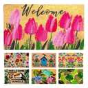 Coir Doormat, Front Door mats Outdoor, Funny Welcome mat Outdoor, Front Door mat for Home Entrance, Door mat Outside Entrance, Welcome mat Indoor 16"x27.5" (Tulips)