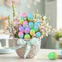 Seenelling 32 Pcs Easter Eggs Ornaments for Tree Multicolor Decorative Plastic Easter Egg Hanging Decorations DIY Crafts for Door Party Windows Table Decor Basket Bowl Fillers Table Centerpiece