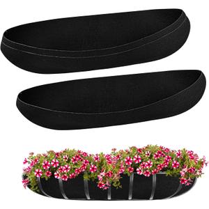 3PCS 36 Inch Planter Basket Liners Fabric Window Box Liners Felt Trough Planter Liner Replacement Black Flower Basket Liner Non-Woven Hanging Plant Liner for Planters Garden Fence - Avoid Bird Nesting