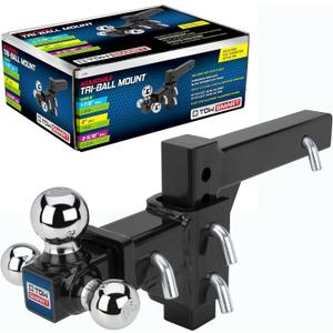 TowSmart Adjustable Tri-Ball Mount Hitch, 6,000-10,000 lbs Capacity, 2'' Receiver, 11.5'' Height Adjustment, Corrosion-Resistant, Fits Class III & IV