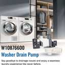 Upgraded W10876600 Washer Drain Pump,W10727777 Washing Machine Drain Pump Replaces W10876600VP AP6004933 PS11738156,B25-3A04 Compatible with Whirlpool, Maytag, Kenmore, Crosley Washing Machine