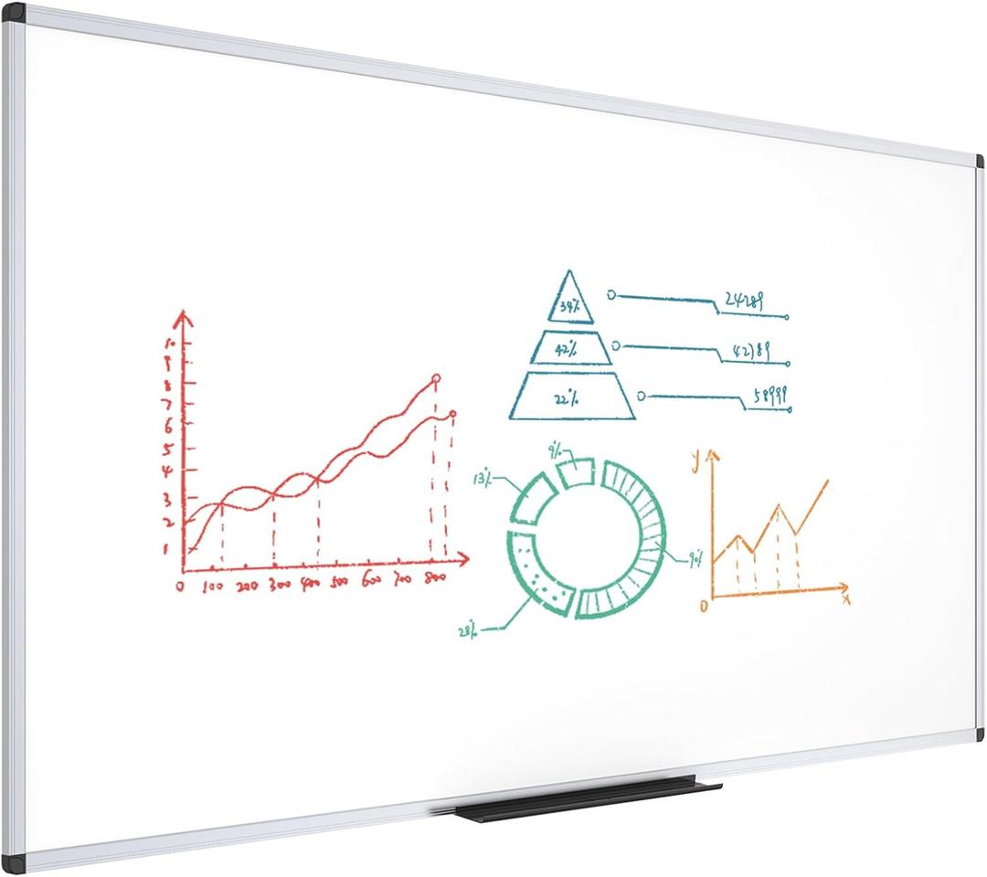 VIZ-PRO Dry Erase Board/Magnetic Whiteboard, 96 x 48 Inches, Large Wall Mounted Board for School Office and Home 8' x 4'