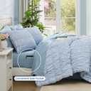 BLOOMHAVEN Queen Comforter Set - 7 Pieces Blue Classic Puff Floral Bedding Sets for All Seasons, Shabby Chic Farmhouse Bed in a Bag Queen with Wildflowers Fluffy Comforter, Sheets, Pillowcases & Shams