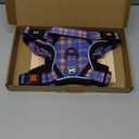 PoyPet No Pull Dog Harness, Reflective Adjustable No Choke Pet Vest with Front & Back 2 Leash Attachments, Soft Control Training Handle for  Dogs(Checkered Blue & Orange,Small)