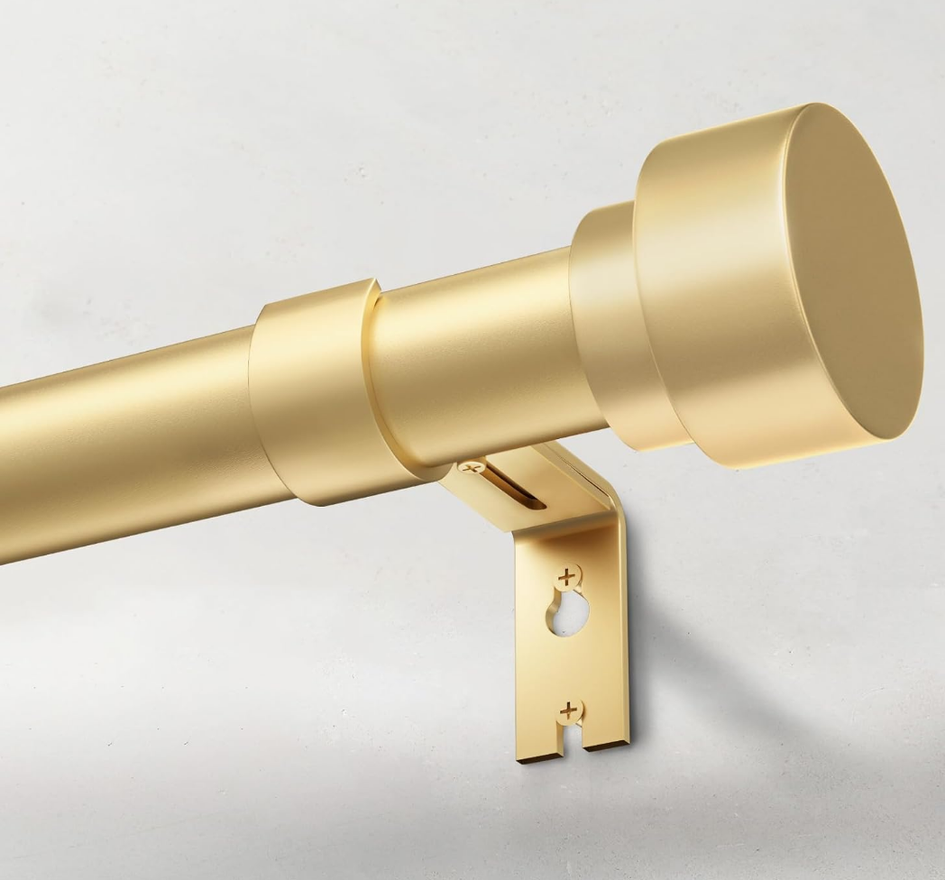 Heavy Duty Curtain Rods for Windows 28 to 48 Inch, 1 Inch Adjustable Gold Curtain Rod with Easy Installation and Modern Design (A1,Gold,30-60")
