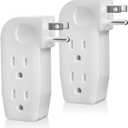oviitech 3 Way Outlet Vertical Wall Tap Splitter Adapter with 3 Prong Plug for Behind Furniture, Hard Plastic,UL Listed,2PK (white/2PK)
