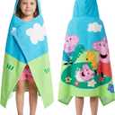 Get Trend Peppa Pig Bath Towels with Hood for Girls, Soft Absorbent Cotton Beach Towel, Swimming Pool Hooded Poncho, Shower Bath Travel Cozy for Girls Ages 2-6 (Multi Peppa)