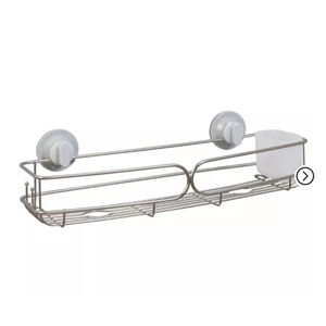 Long Shower Storage Basket with Adhesive or Suction Wall Mounting, Rustproof, Stainless Steel