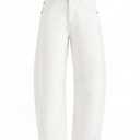ZESICA Womens Barrel Jeans for Women Trendy 2026 High Waisted Wide Leg Stretchy Baggy Ankle Denim Pants with Pockets,White,XX-Large